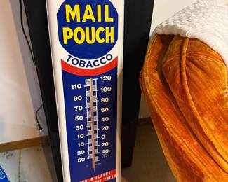 Mail Pouch Tobacco "Treat Yourself to the Best" Thermometer Sign