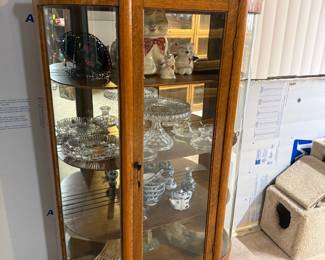 Tiger Oak Curved Glass China Cabinet