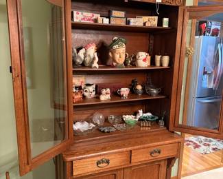 Antique Oak Sideboard with Mirror and Carved Details
