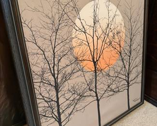 Signed Tamarack "Bare Trees and Sun" Screen Print