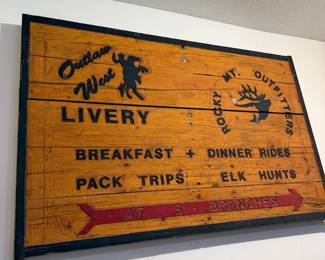 Outlaw West Livery & Rocky Mt. Outfitters Wooden Sign