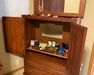 Solid Wood Jewelry Armoire with Mirror