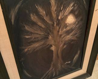 C. Mayer "Moonlit Tree" Oil Painting