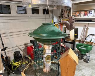 Squirrel-Proof Hanging Bird Feeder with Metal Cage and Clear Dome