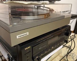 Hitachi DV-P313 DVD/CD/Video CD Player, Pioneer Turntable, and TEAC AG-V6200 Audio/Video Surround Receiver