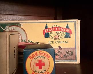 Challenge Ice Cream Box and Johnson & Johnson Red Cross Bandage Box