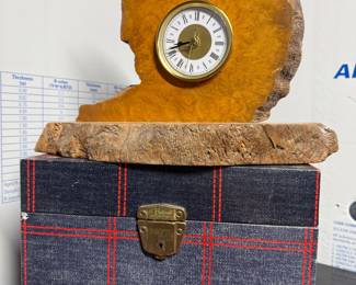 Charles Elkan Burl Wood Desk Clock
