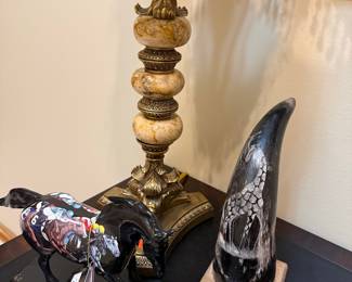 The Trail of the Painted Pony "Derby Day" Horse Figurine and Carved Horn