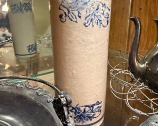 Blue and White Stoneware Rolling Pin