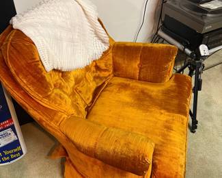 Vintage Gold Velvet Swivel Armchair