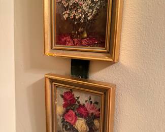 Vintage Floral Still Life Oil Paintings (Pair)