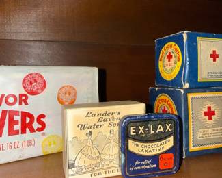 Vintage Pharmaceutical Collectibles Lot (Ex-Lax, Lander's, Red Cross Cotton)
