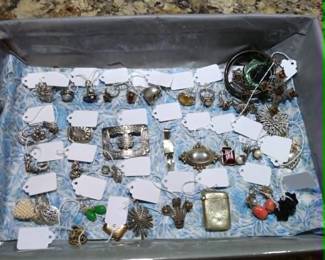 Sterling silver jewelry, some vintage and antique.