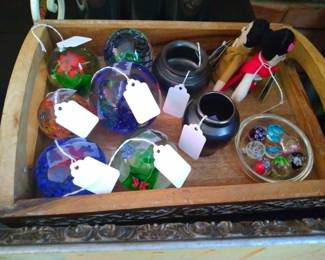 Various paperweights.