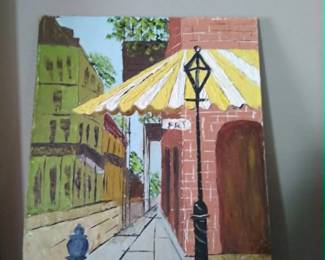Oil painting New Orleans French Quarter, known artist signed.