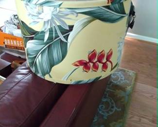 Bark cloth lampshade.