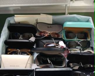 Designer eyeglasses/sunglasses, Chanel, Dior, Tiffany, Ray Ban, Coach, and some vintage.