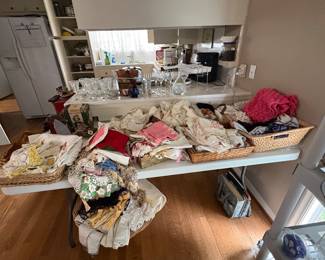 A huge, lots of vintage embroidery, handkerchiefs, napkins, tea, towels, camisoles, doilies, etc.