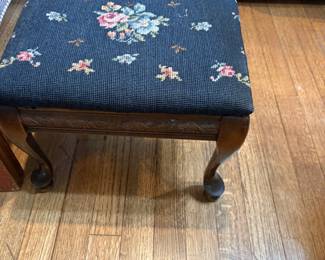 Embroidered footstool