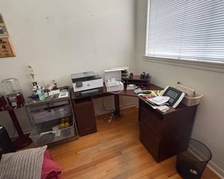 Vintage desk with three drawers, printer storage drawer cabinet