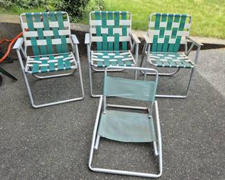 Lot 56: Set of Aluminum Webbed Lawn Chairs