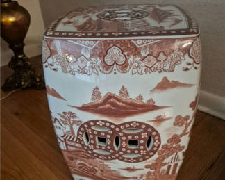 Lot 48: Ceramic Garden Stool with Scenic Pattern