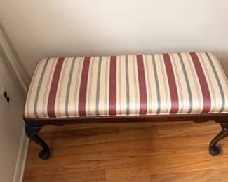 Lot 47: Upholstered Bench with Wooden Legs