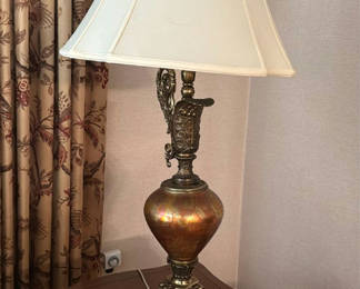 Lot 9: Decorative Table Lamp with Fabric Shade