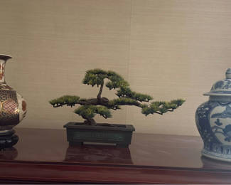Lot 76: Decorative Vase, Jar and Bonsai Sculpture