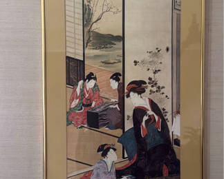 Lot 72: Two Framed Asian Figurative Art Prints