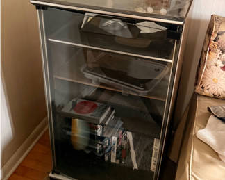 Lot 45: Glass-Front Media Storage Cabinet