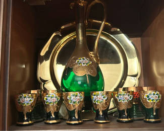 Lot 84: Glass Decanter with Tray and Glasses
