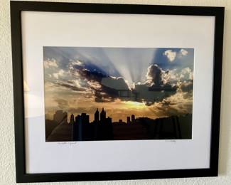 Lot 29: Framed City Skyline Sunset Photograph