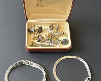 Lot 14: Two Bracelets and Assorted Jewelry Pieces in Jewelry Box