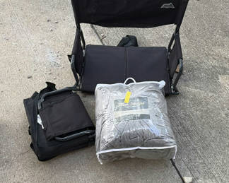 Lot 405: 2 Folding chair with Mink Sherpa blanket and carry bag