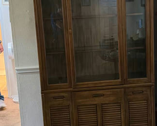 Lot 410: Wooden china cabinet with glass display