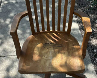Lot 503: Wooden Swivel Chair with Armrests