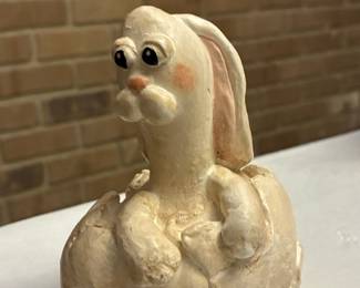 Whimsical Ceramic Easter Bunny Figurine