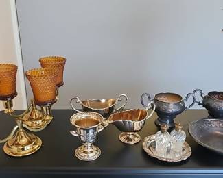 Assorted Brass and Silver-Plated Decorative Items