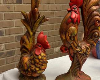 Ceramic Roosters Pair