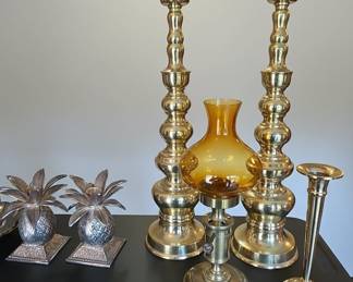 Assorted Brass and Silver-Plated Decorative Items