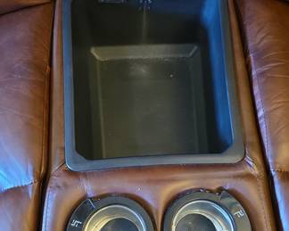 Flexsteel Brown Leather Reclining Loveseat with Console