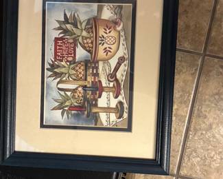 Framed "Faith, Hope, Love" Pineapple Still Life Print