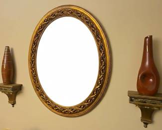 Ornate Gold Oval Giltwood Mirror