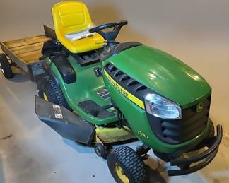 John Deere D130 Lawn Tractor with Trailer