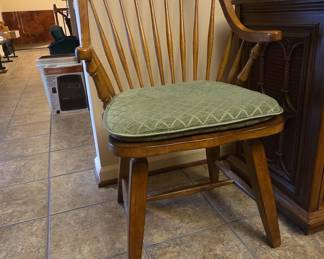 Solid Oak Dining Set with extension and 8 Spindle-Back Chairs