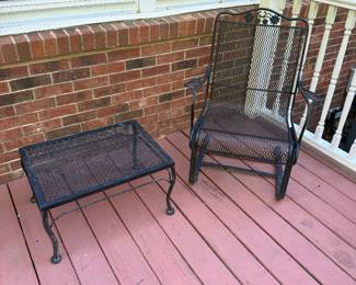 Wrought Iron Rocker and Table
