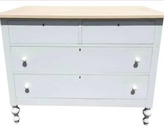 Vintage Painted Footed Dresser With Escutcheons