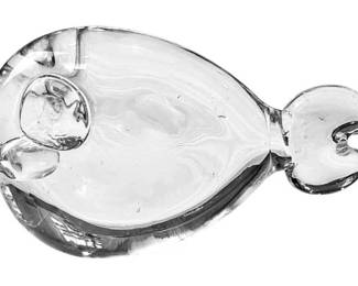 Hand Blown Glass Denmark - Holmegaard Whale Figure - Signed