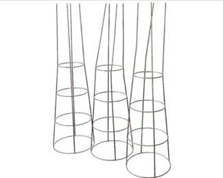 Three Black Wire Tomato Cages For Gardening Support